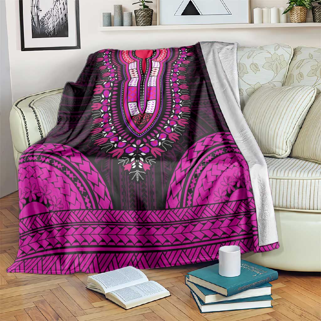African Dashiki and Polynesian Pattern Blanket Pink LT9