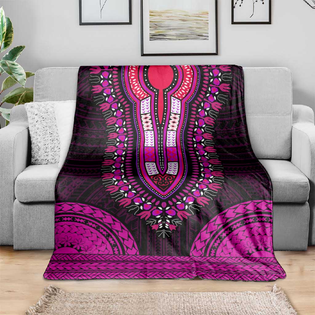African Dashiki and Polynesian Pattern Blanket Pink LT9