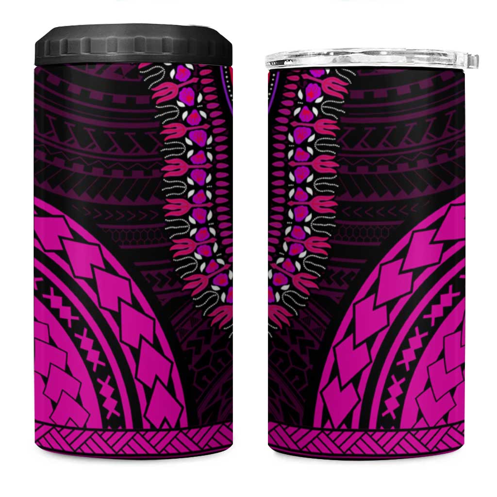 African Dashiki and Polynesian Pattern 4 in 1 Can Cooler Tumbler Pink LT9