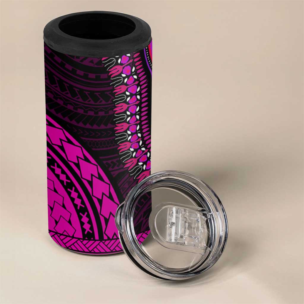 African Dashiki and Polynesian Pattern 4 in 1 Can Cooler Tumbler Pink LT9