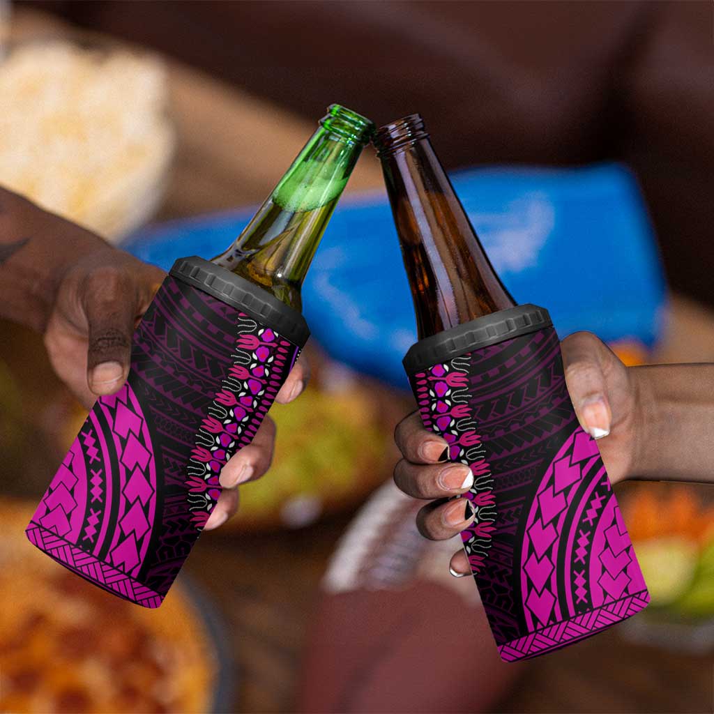 African Dashiki and Polynesian Pattern 4 in 1 Can Cooler Tumbler Pink LT9