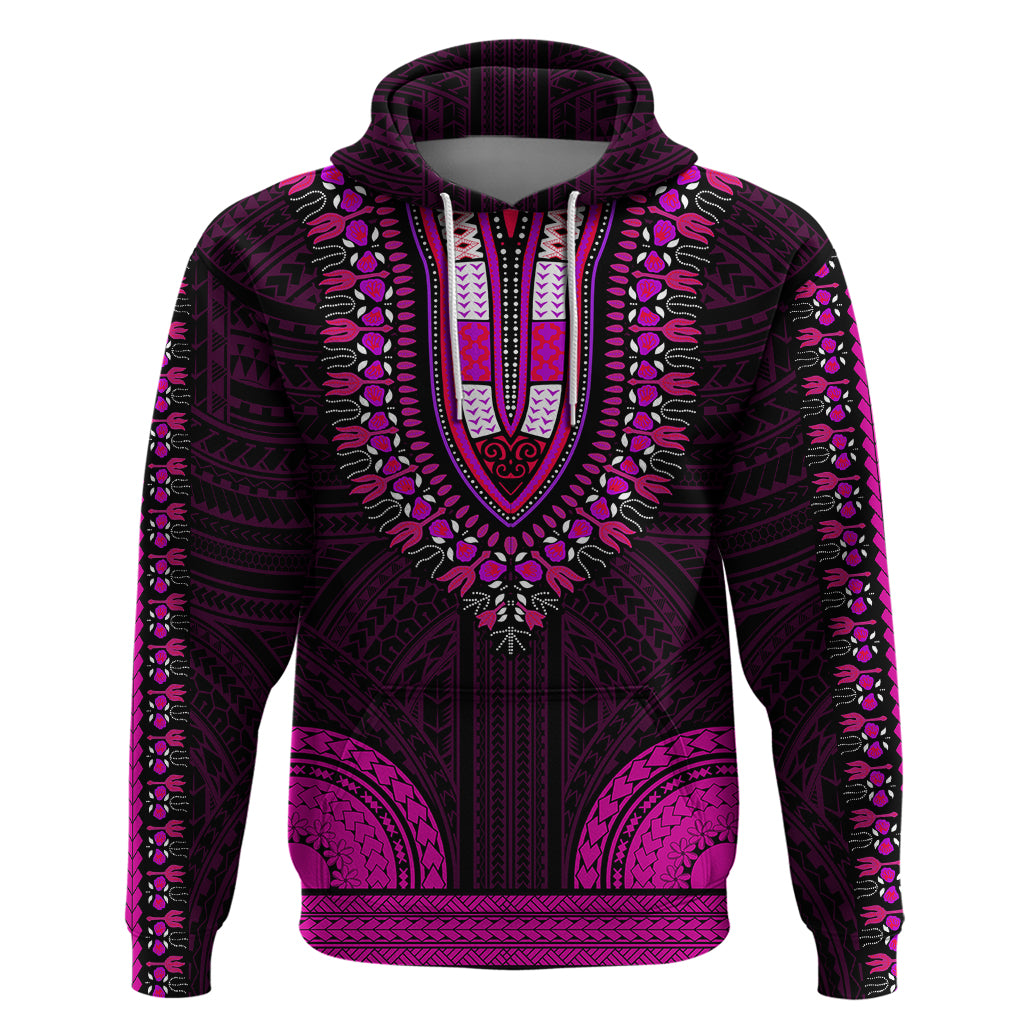 African Dashiki Hoodie With Polynesian Pattern - Pink LT9