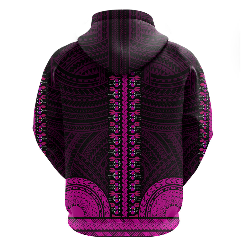 African Dashiki Hoodie With Polynesian Pattern - Pink LT9