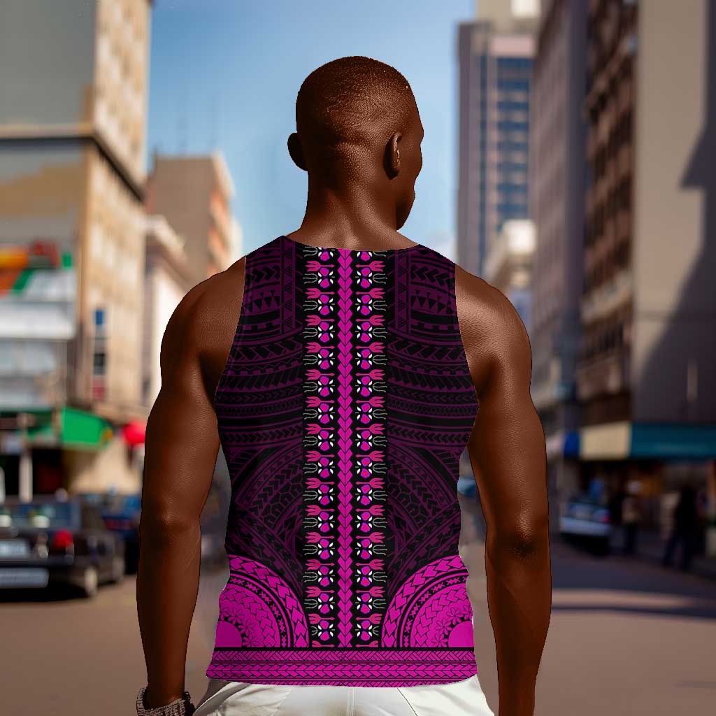 African Dashiki and Polynesian Pattern Men Tank Top Pink LT9