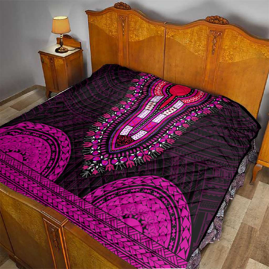 African Dashiki and Polynesian Pattern Quilt Pink LT9