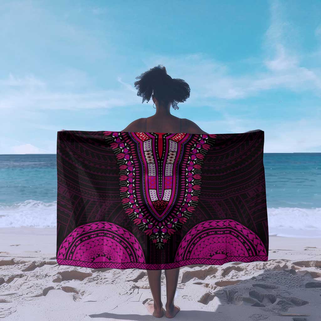 African Dashiki and Polynesian Pattern Sarong Pink LT9