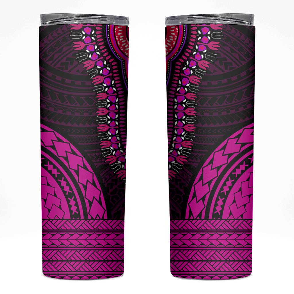 African Dashiki and Polynesian Pattern Skinny Tumbler Pink LT9