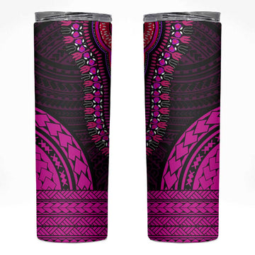 African Dashiki and Polynesian Pattern Skinny Tumbler Pink LT9