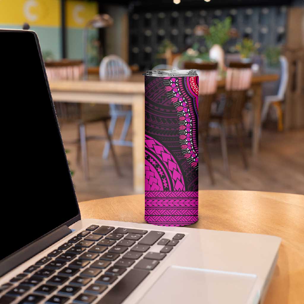 African Dashiki and Polynesian Pattern Skinny Tumbler Pink LT9