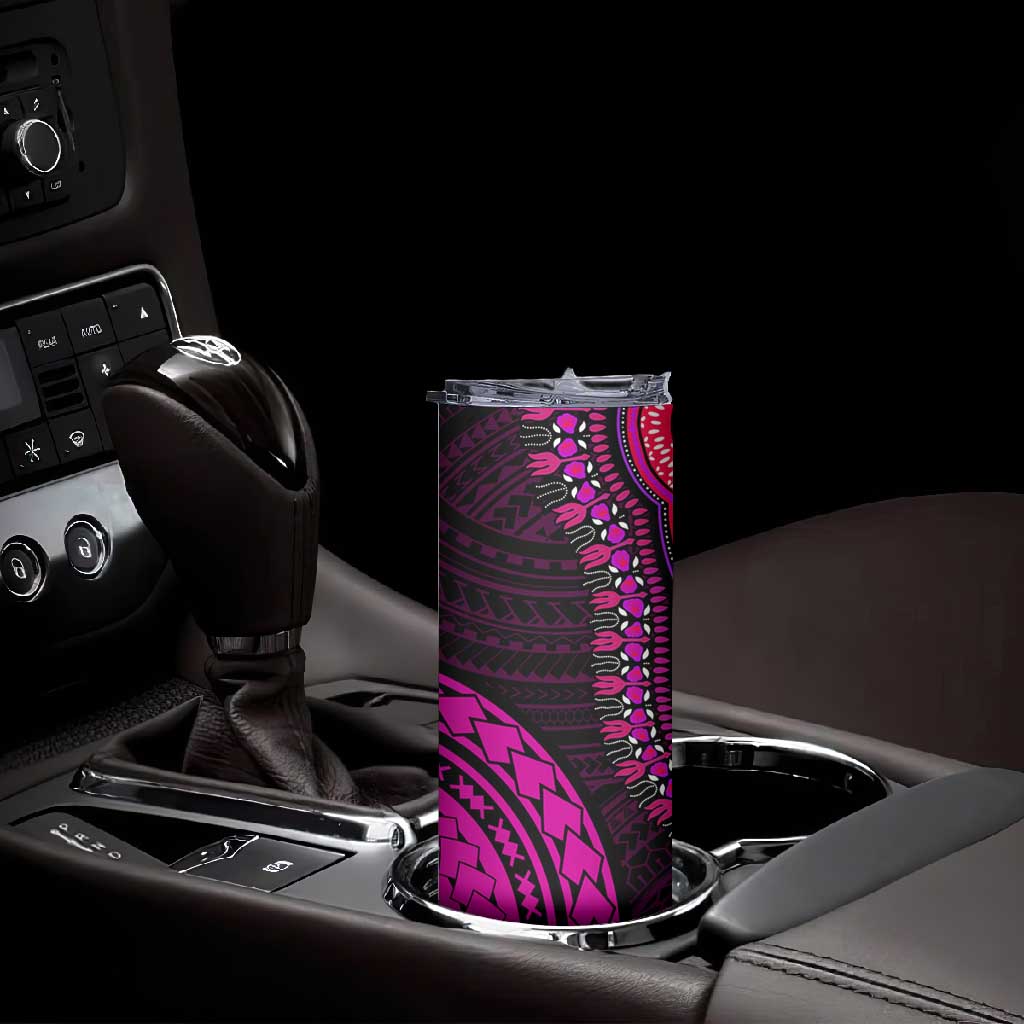 African Dashiki and Polynesian Pattern Skinny Tumbler Pink LT9