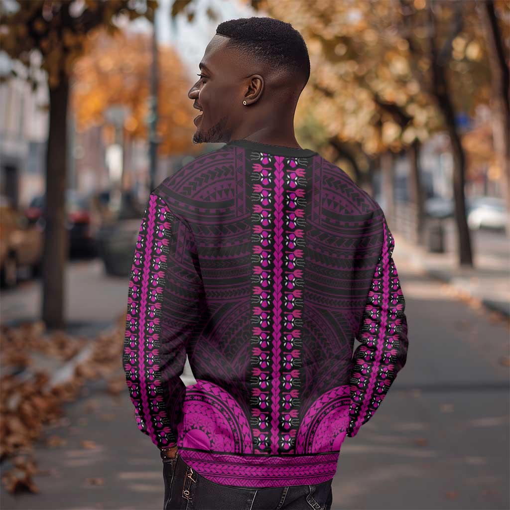 African Dashiki and Polynesian Pattern Sweatshirt Pink LT9