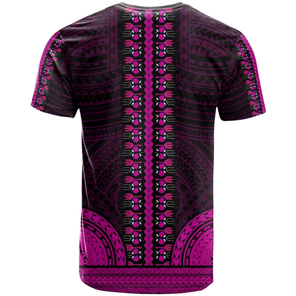 African Dashiki and Polynesian Pattern T shirt Pink LT9