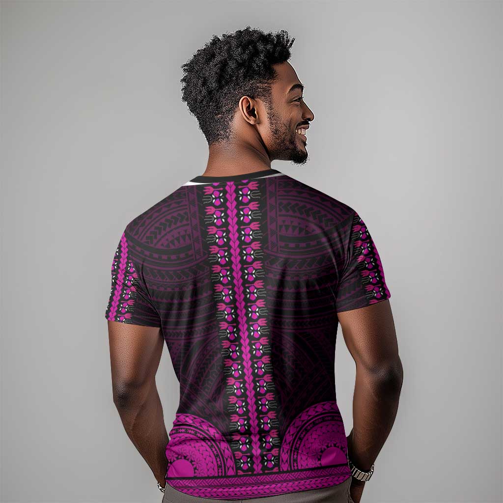 African Dashiki and Polynesian Pattern T shirt Pink LT9