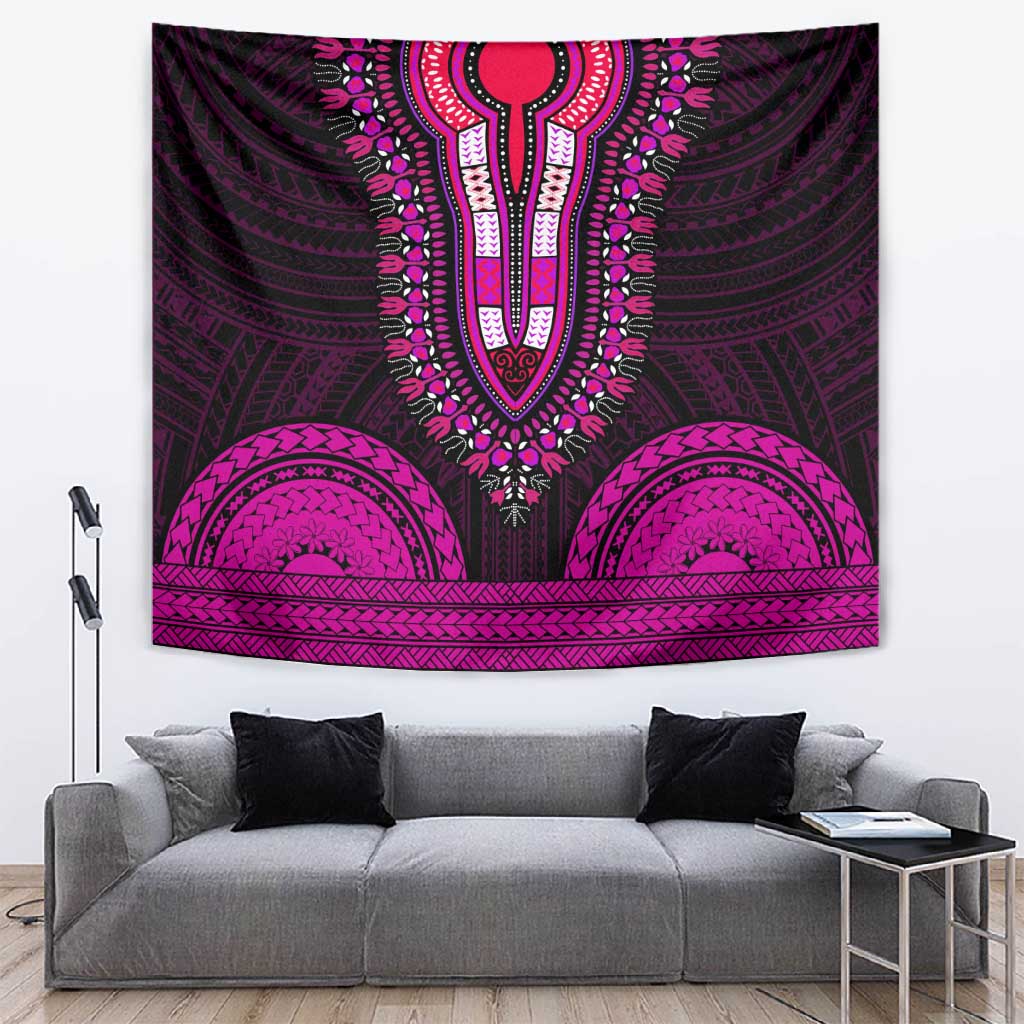 African Dashiki and Polynesian Pattern Tapestry Pink LT9