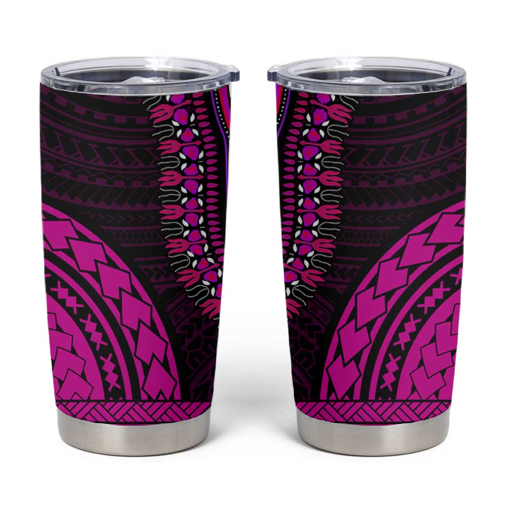 African Dashiki and Polynesian Pattern Tumbler Cup Pink LT9