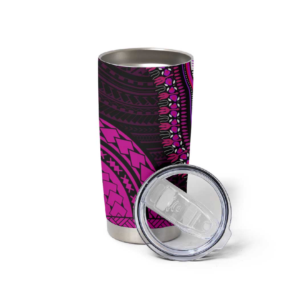 African Dashiki and Polynesian Pattern Tumbler Cup Pink LT9