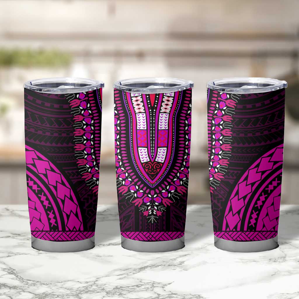 African Dashiki and Polynesian Pattern Tumbler Cup Pink LT9