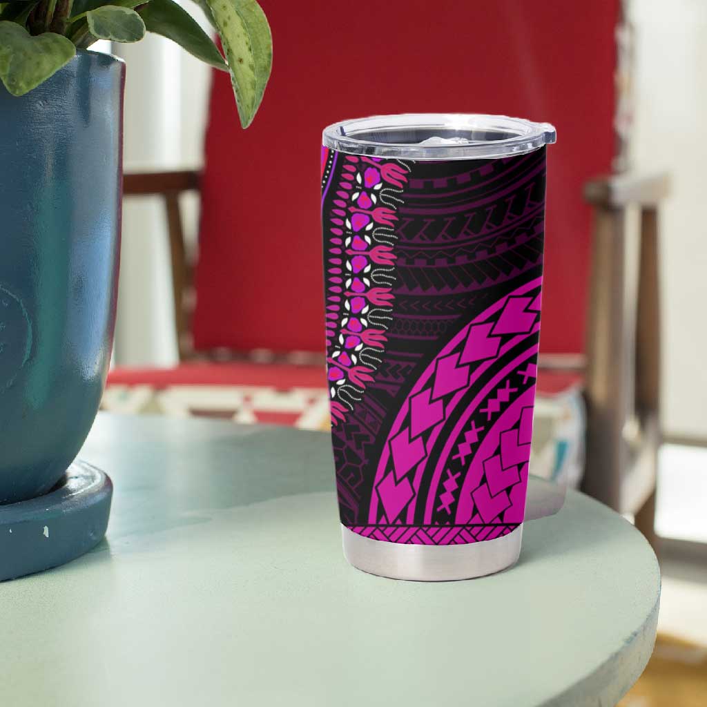 African Dashiki and Polynesian Pattern Tumbler Cup Pink LT9