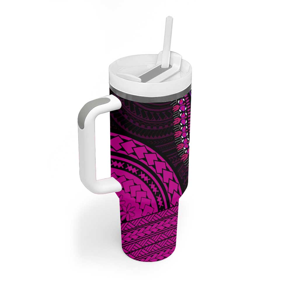 African Dashiki and Polynesian Pattern Tumbler With Handle Pink LT9