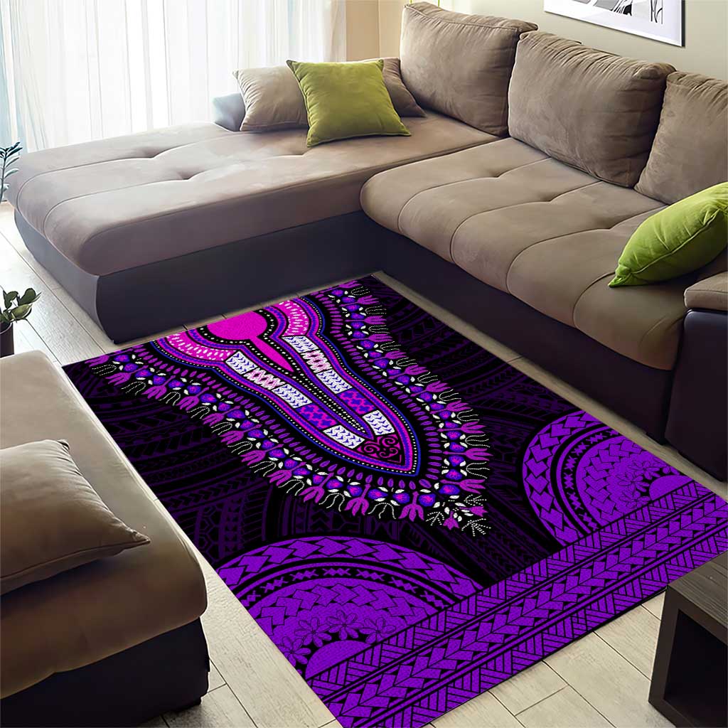 African Dashiki and Polynesian Pattern Area Rug Purple LT9