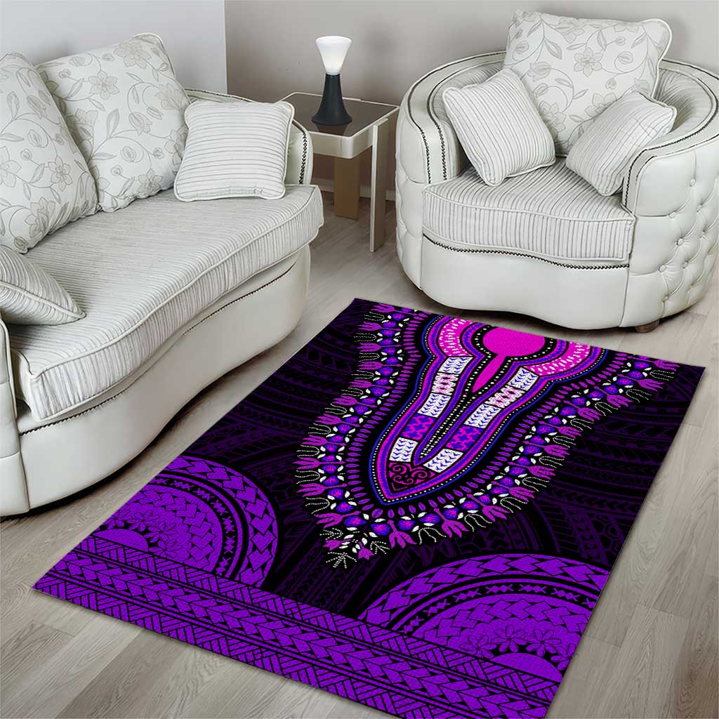 African Dashiki and Polynesian Pattern Area Rug Purple LT9