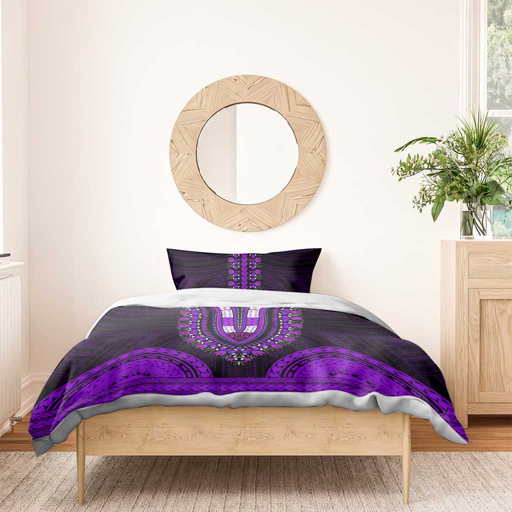 African Dashiki and Polynesian Pattern Bedding Set Purple LT9