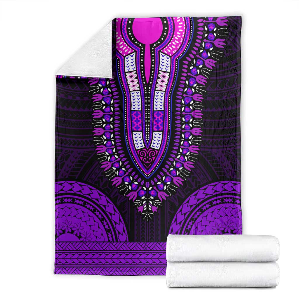 African Dashiki and Polynesian Pattern Blanket Purple LT9