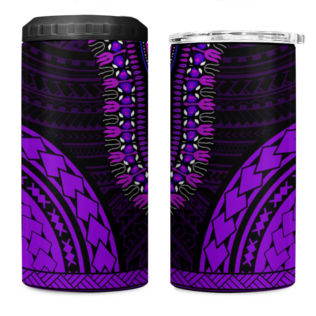 African Dashiki and Polynesian Pattern 4 in 1 Can Cooler Tumbler Purple LT9