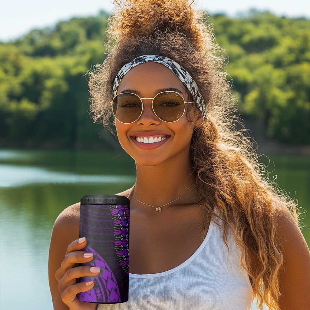 African Dashiki and Polynesian Pattern 4 in 1 Can Cooler Tumbler Purple LT9