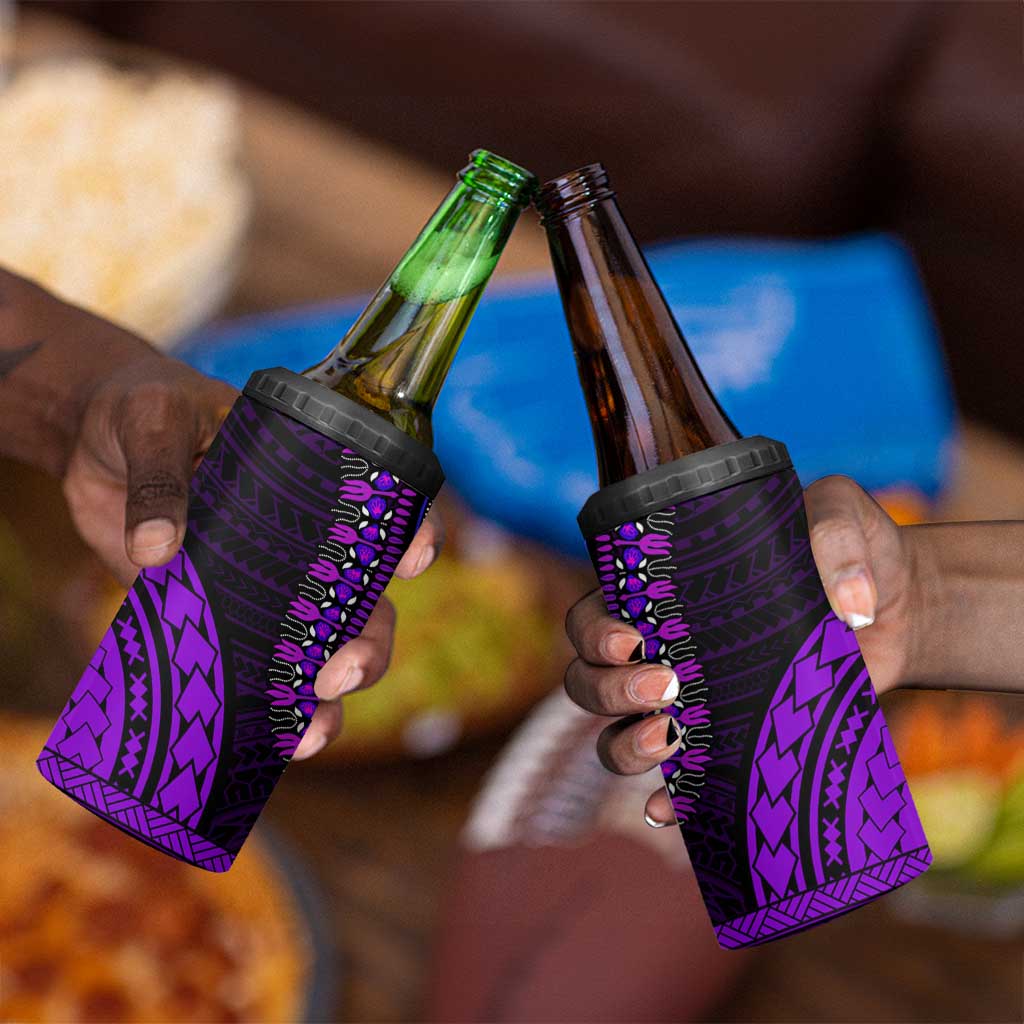 African Dashiki and Polynesian Pattern 4 in 1 Can Cooler Tumbler Purple LT9