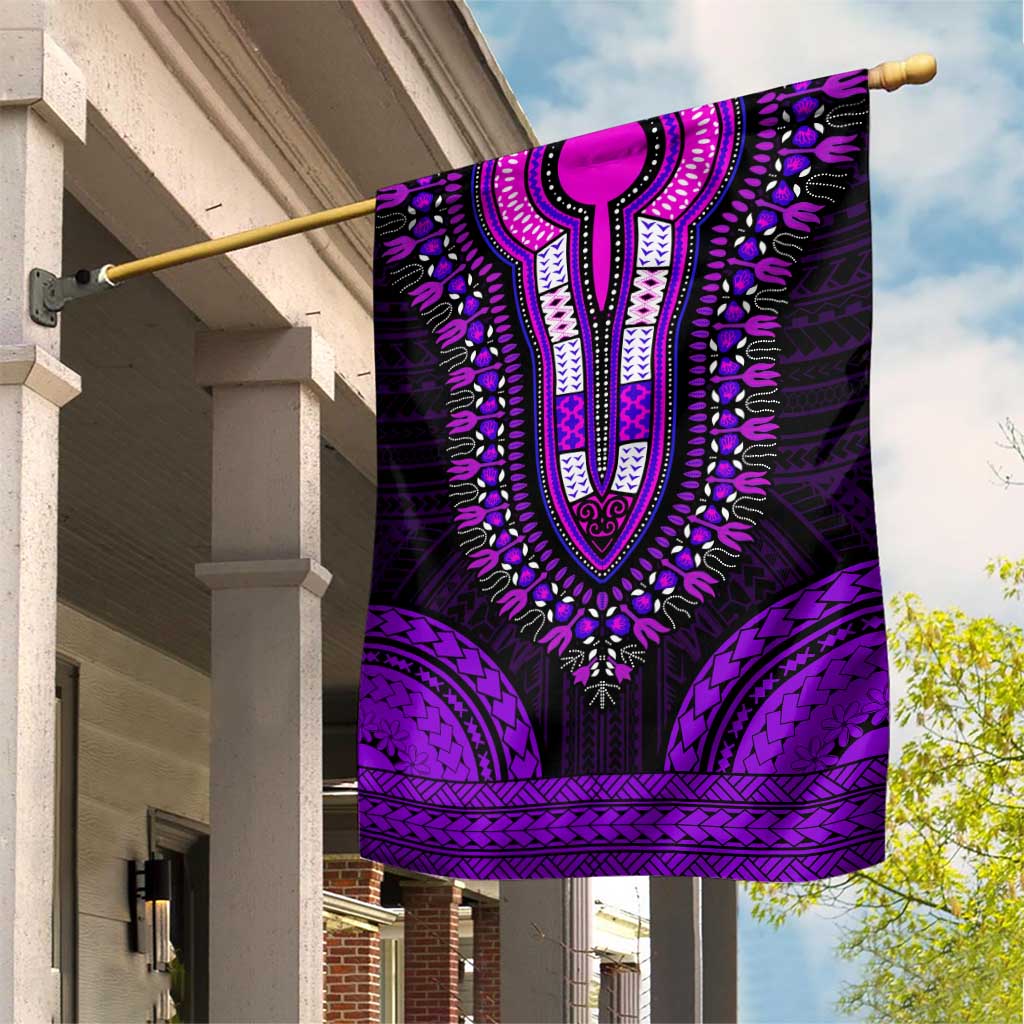 African Dashiki and Polynesian Pattern Garden Flag Purple LT9