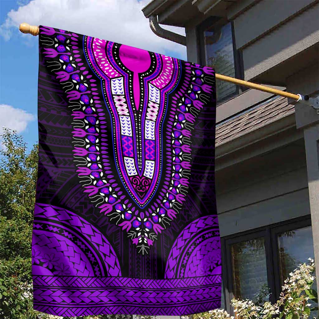 African Dashiki and Polynesian Pattern Garden Flag Purple LT9