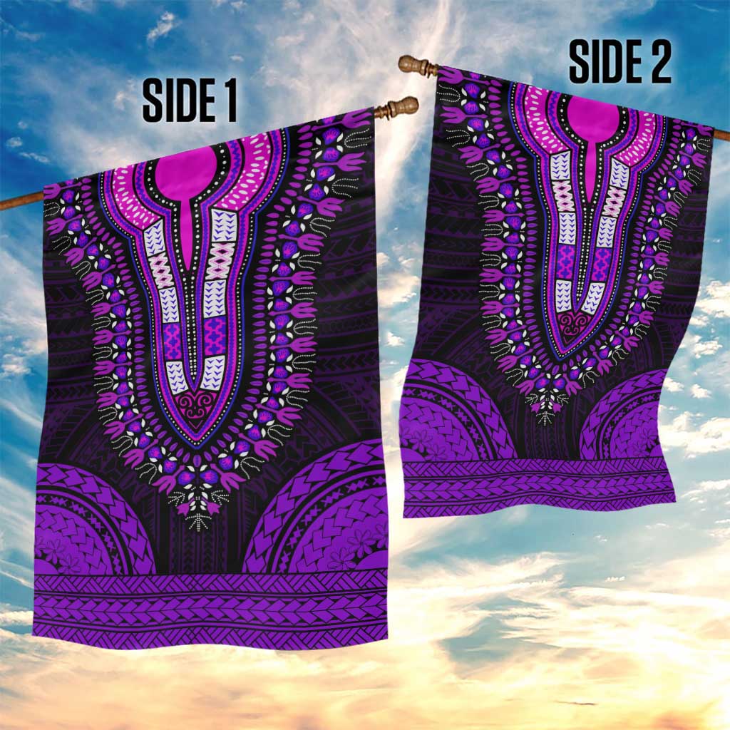 African Dashiki and Polynesian Pattern Garden Flag Purple LT9