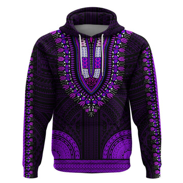 African Dashiki Hoodie With Polynesian Pattern - Purple LT9