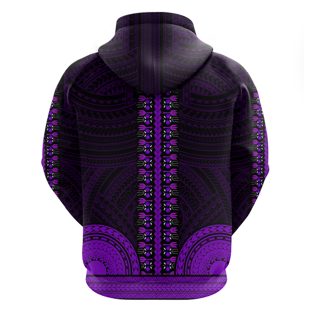 African Dashiki Hoodie With Polynesian Pattern - Purple LT9