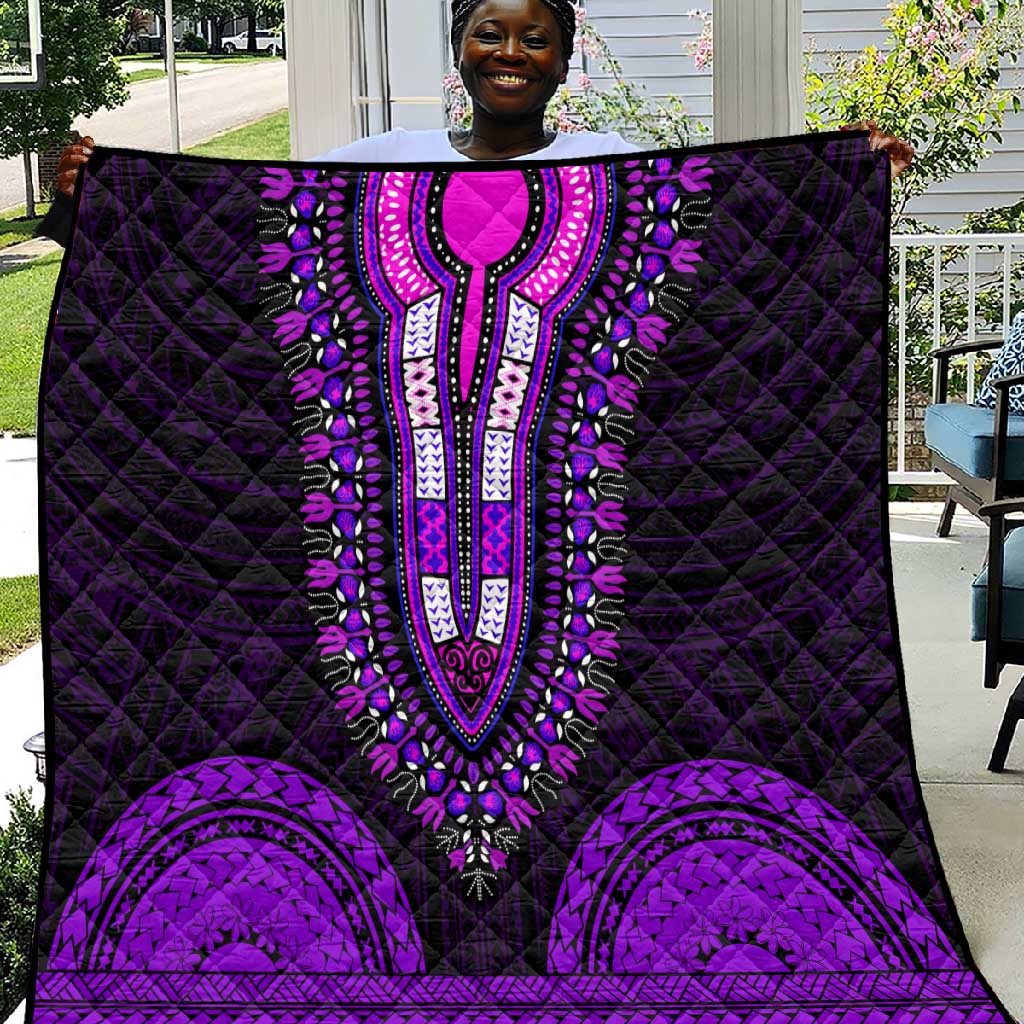 African Dashiki and Polynesian Pattern Quilt Purple LT9
