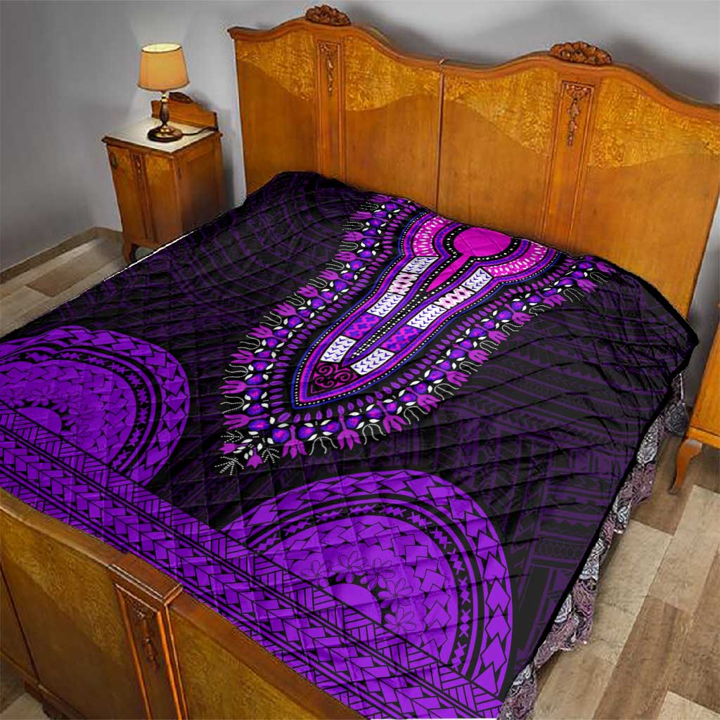 African Dashiki and Polynesian Pattern Quilt Purple LT9
