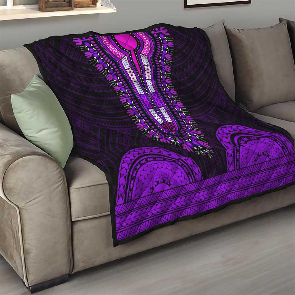 African Dashiki and Polynesian Pattern Quilt Purple LT9