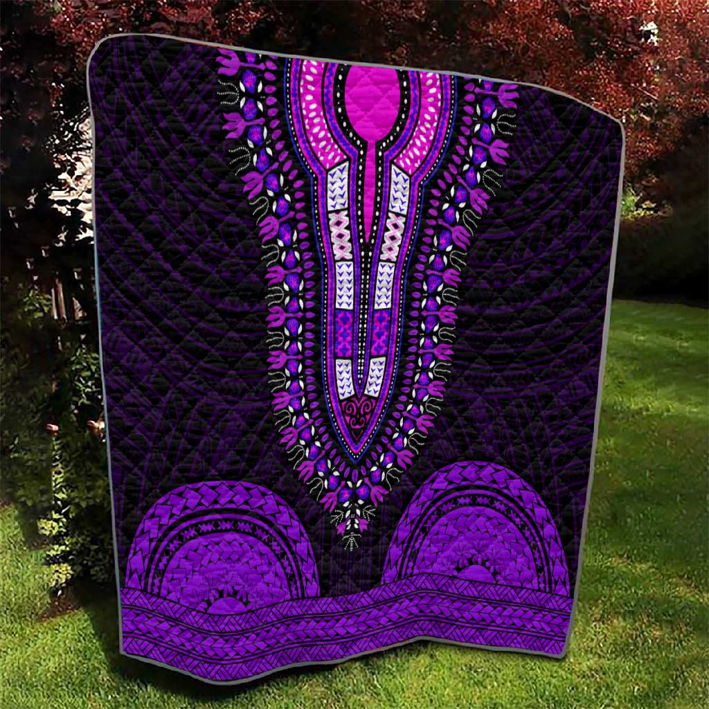 African Dashiki and Polynesian Pattern Quilt Purple LT9