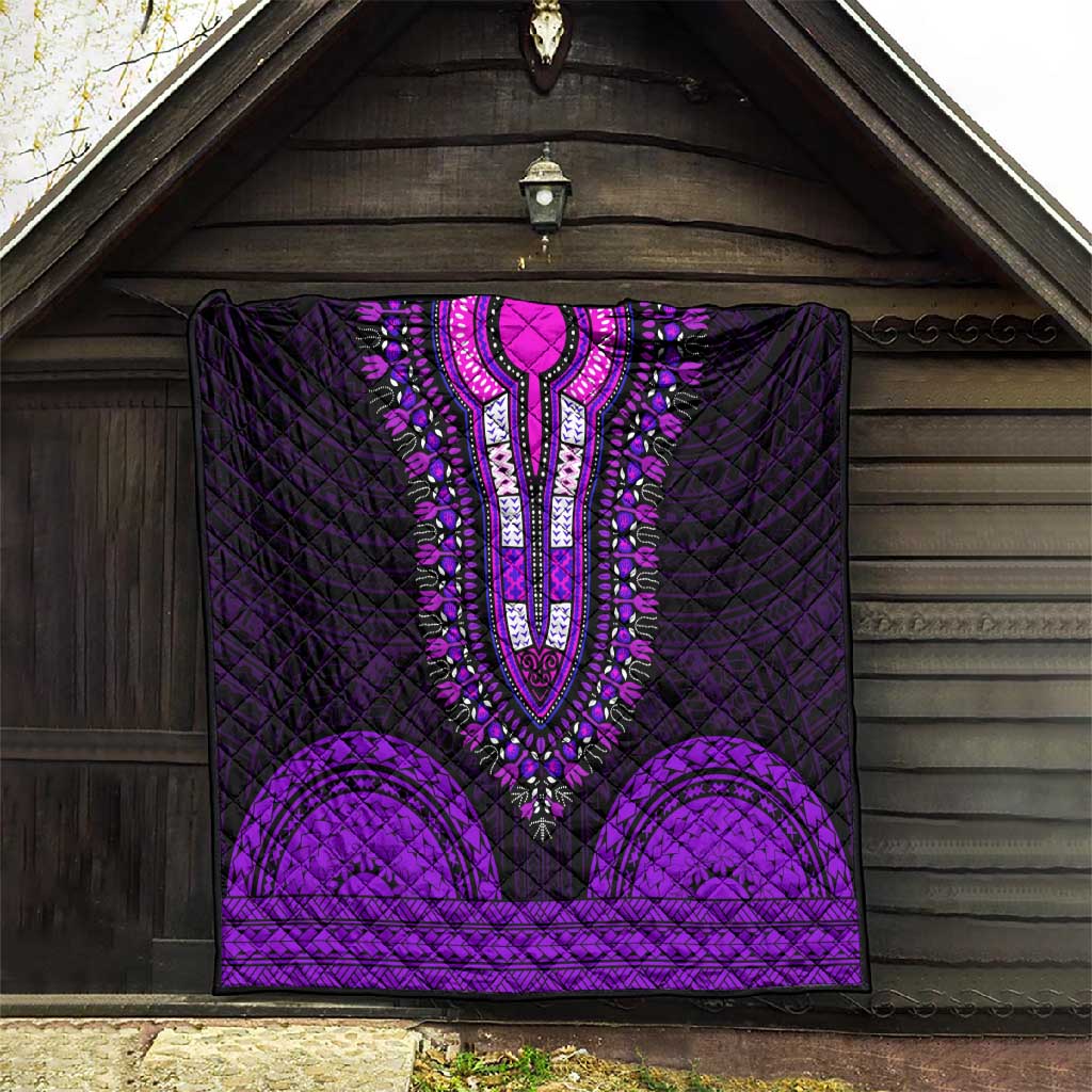 African Dashiki and Polynesian Pattern Quilt Purple LT9