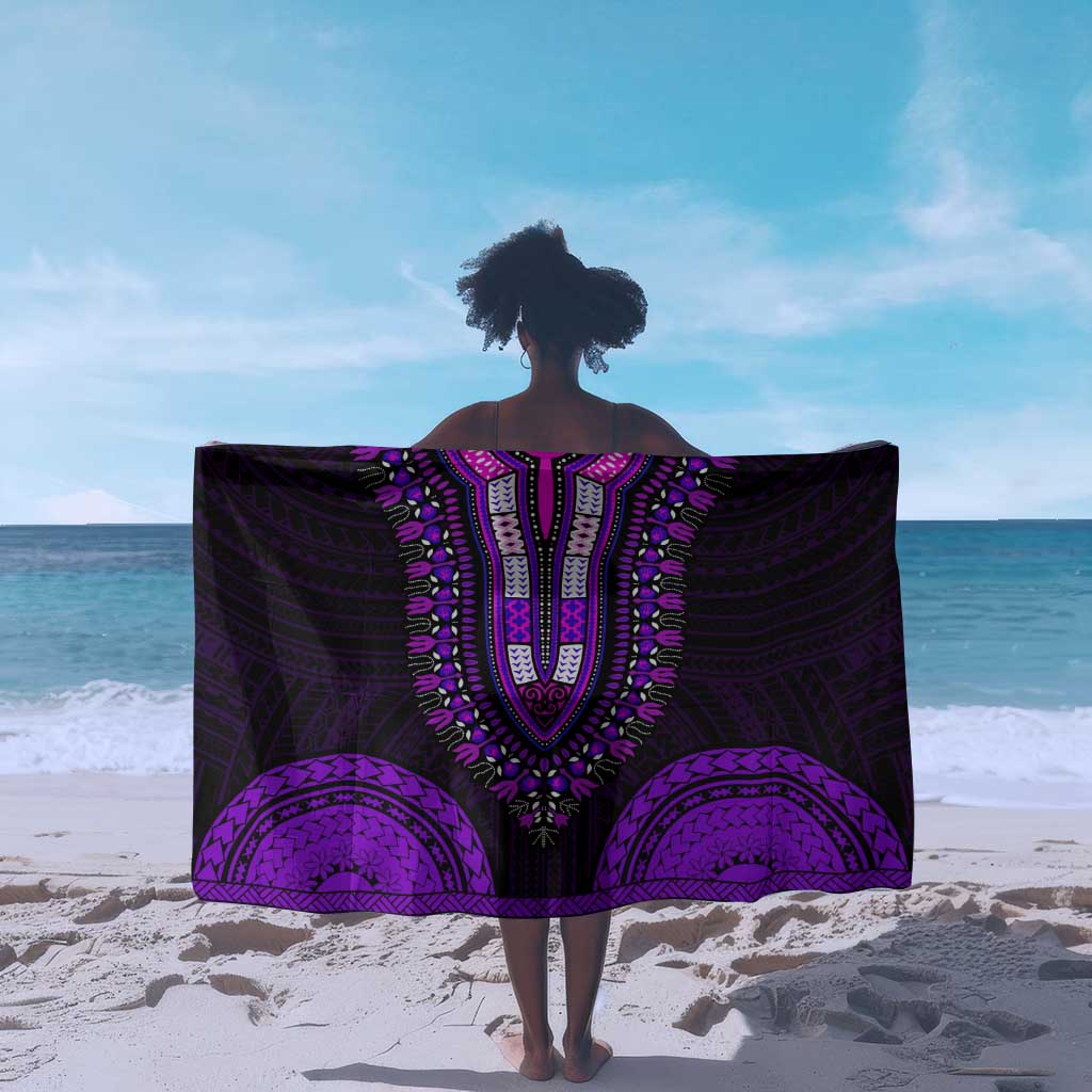African Dashiki and Polynesian Pattern Sarong Purple LT9