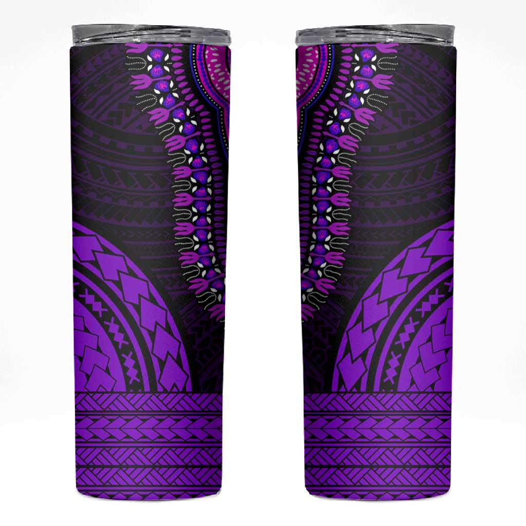 African Dashiki and Polynesian Pattern Skinny Tumbler Purple LT9