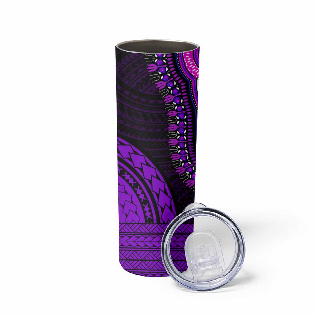 African Dashiki and Polynesian Pattern Skinny Tumbler Purple LT9