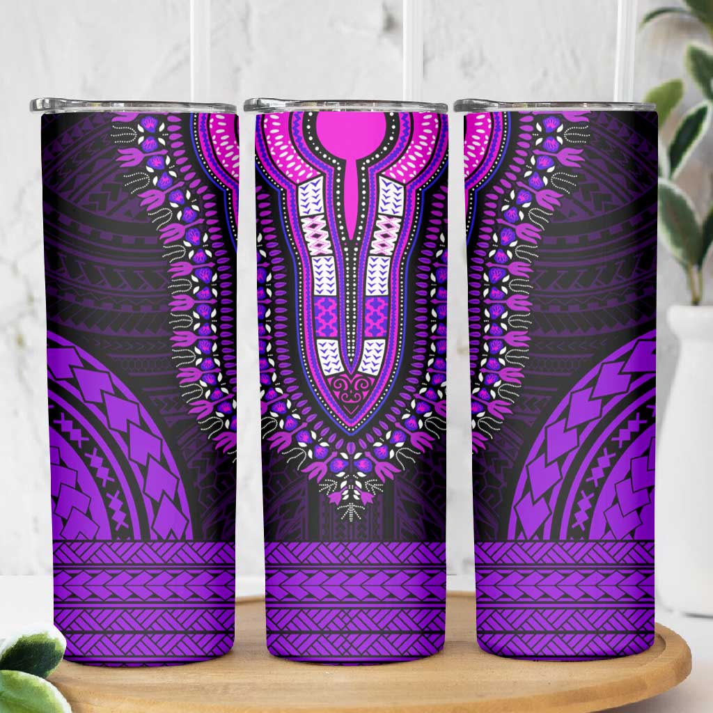African Dashiki and Polynesian Pattern Skinny Tumbler Purple LT9