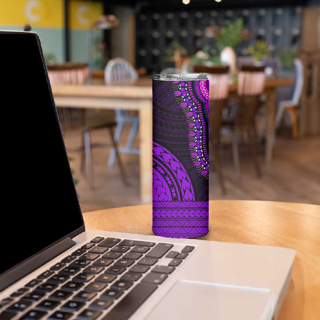 African Dashiki and Polynesian Pattern Skinny Tumbler Purple LT9