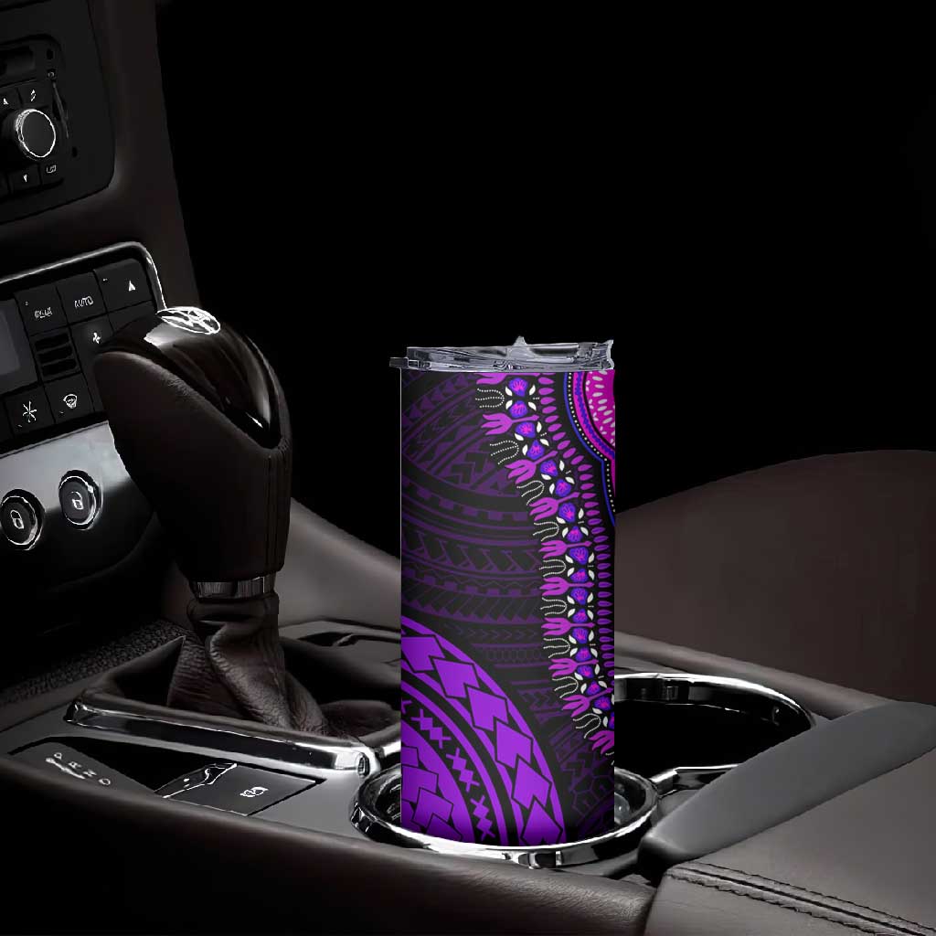 African Dashiki and Polynesian Pattern Skinny Tumbler Purple LT9