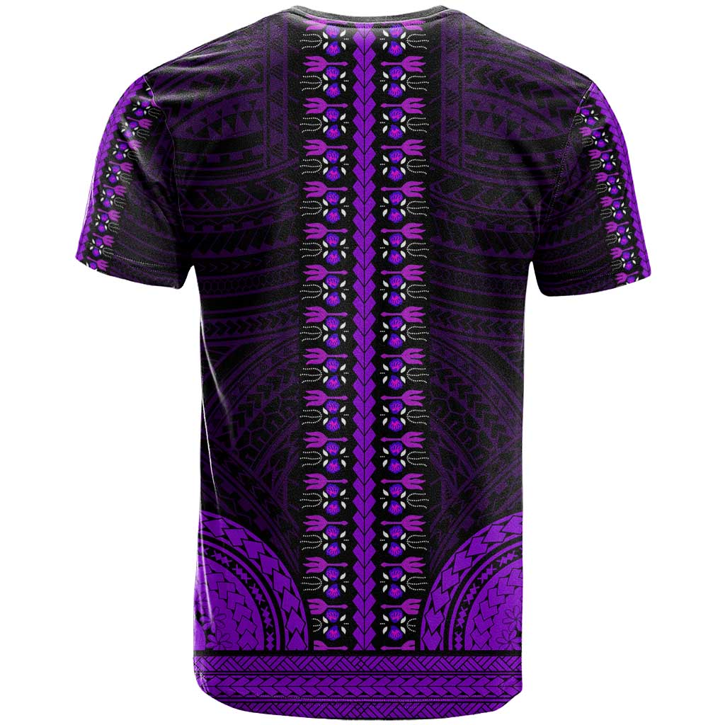 African Dashiki and Polynesian Pattern T shirt Purple LT9
