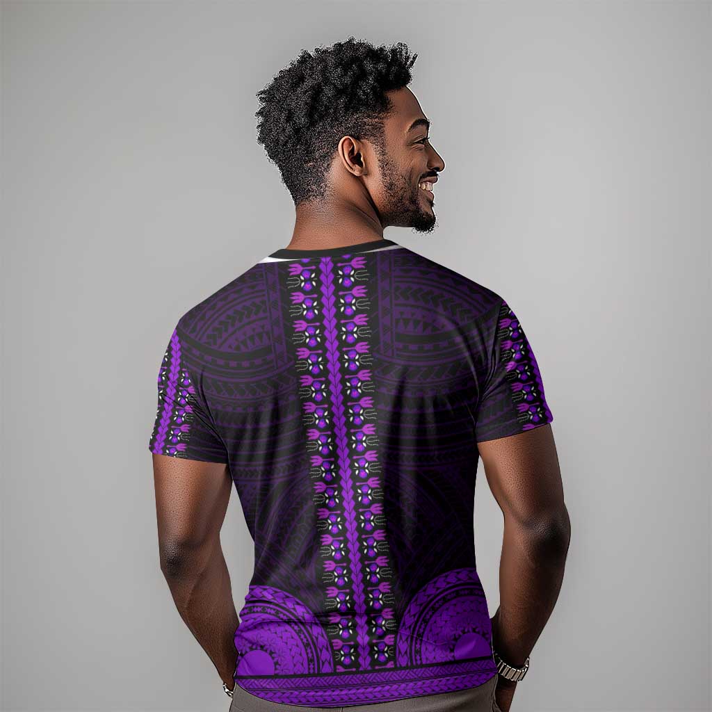 African Dashiki and Polynesian Pattern T shirt Purple LT9