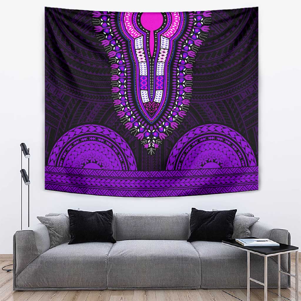 African Dashiki and Polynesian Pattern Tapestry Purple LT9