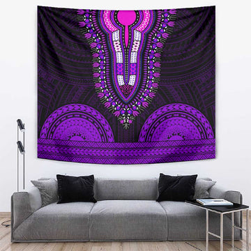 African Dashiki and Polynesian Pattern Tapestry Purple LT9